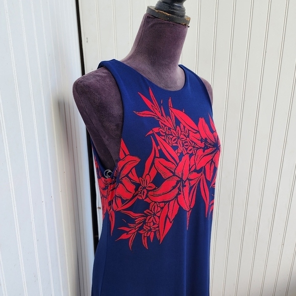 Tommy Bahama Flower Of Pisa Maxi Dress Island Navy Blue Red Stretch Sleveless M - Picture 16 of 16